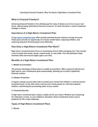 Unlocking Financial Freedom_ Why You Need a High-Return Investment Plan