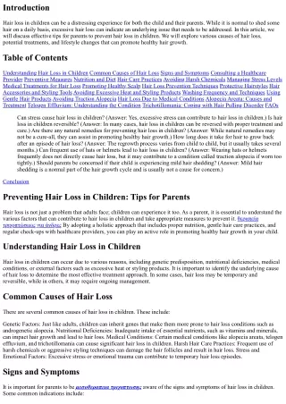 Preventing Hair Loss in Children: Tips for Parents