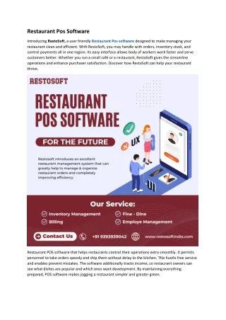 Restaurant Pos Software