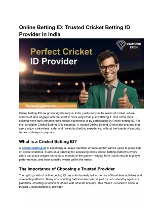 Online Betting ID_ Trusted Cricket Betting ID Provider in India