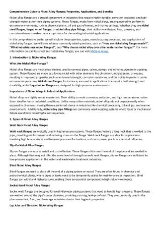Comprehensive Guide to Nickel Alloy Flanges