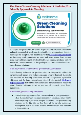 Green cleaning solutions