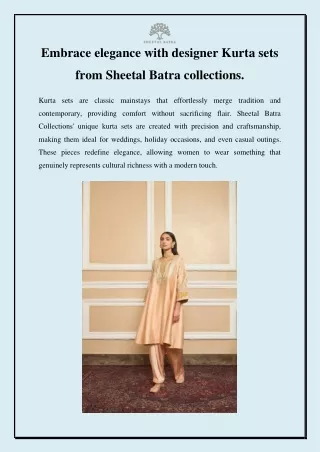 Embrace elegance with designer Kurta sets from Sheetal Batra collections