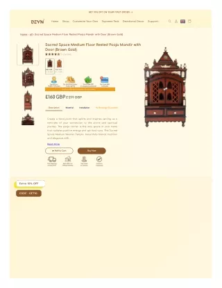 Sacred Space Medium Floor Rested Pooja Mandir with Door