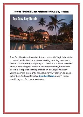 How to Find the Most Affordable Cruz Bay Hotels