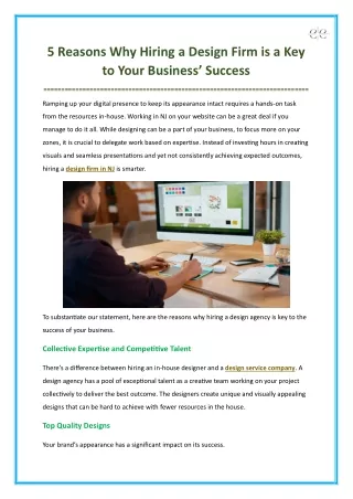 5 Reasons Why Hiring a Design Firm is a Key to Your Business