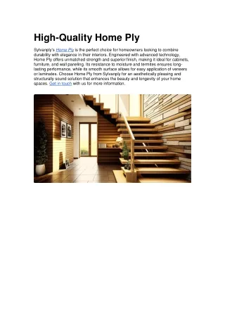 High-Quality Home Ply
