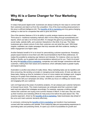 Why AI is a Game Changer for Your Marketing Strategy