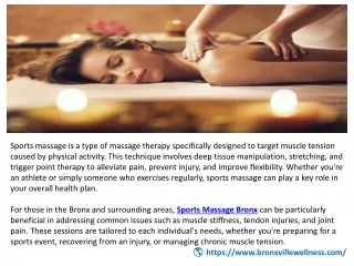 Comprehensive Massage Services in Westchester