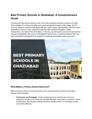 Best Primary Schools in Ghaziabad