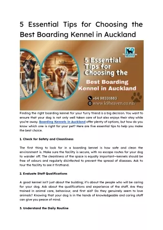 5 Essential Tips for Choosing the Best Boarding Kennel in Auckland