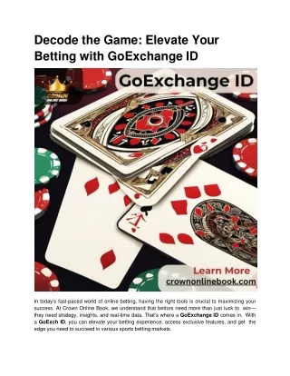 Decode the Game_ Elevate Your Betting with GoExchange ID