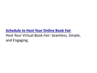 Schedule to Host Your Online Book Fair