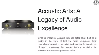 Accustic Arts Relaunches Audio Excellence