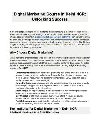 Digital Marketing Course in Delhi NCR