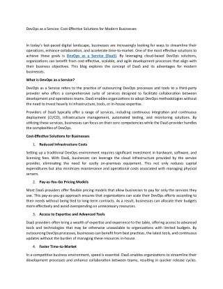 DevOps as a Service Cost-Effective Solutions for Modern Businesses