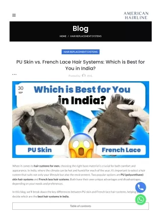 PU-skin vs. French Lace Hair Systems Which is Best for You in=India