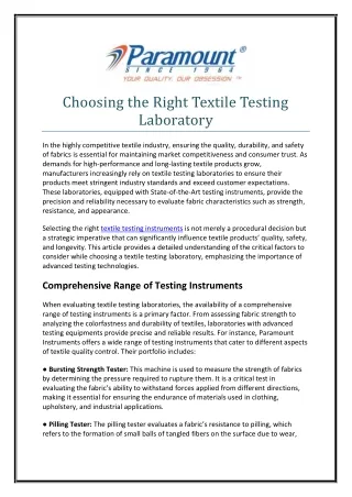 Choosing the Right Textile Testing Laboratory