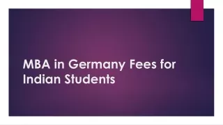 MBA in Germany Fees for Indian Students