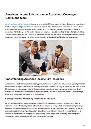 American Income Life Insurance Explained Coverage Costs and More