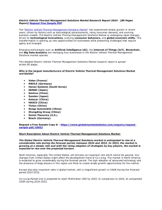 Electric Vehicle Thermal Management Solutions Market Research Report 2024
