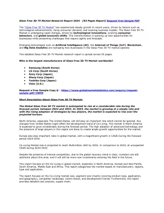 Glass Free 3D TV Market Research Report 2024