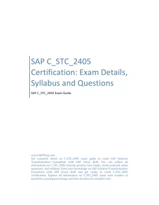 SAP C_STC_2405 Certification: Exam Details, Syllabus and Questions