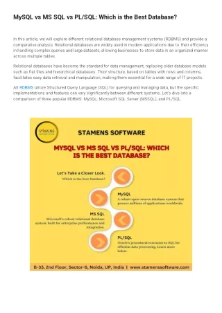 MySQL vs MS SQL vs PL/SQL: Which is the Best Database?