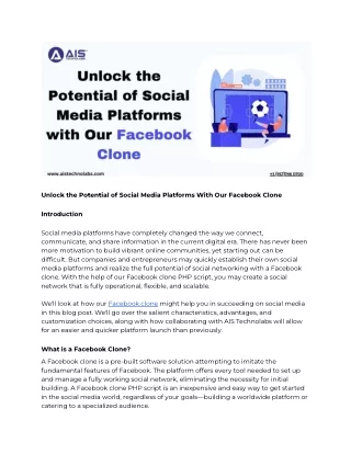 Unlock the Potential of Social Media Platforms With Our Facebook Clone