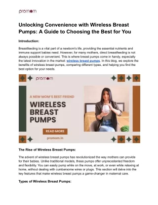 Unlocking Convenience with Wireless Breast Pumps_ A Guide to Choosing the Best for You