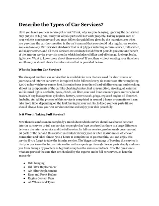 Describe the Types of Car Services