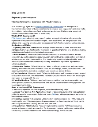 Transforming User Experience with PWA Development