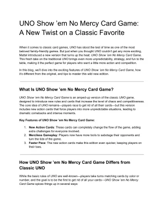 UNO Show ’em No Mercy Card Game_ A New Twist on a Classic Favorite