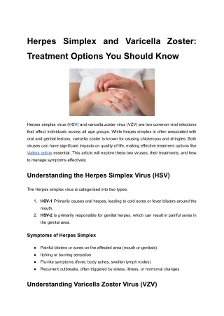 Herpes Simplex and Varicella Zoster_ Treatment Options You Should Know
