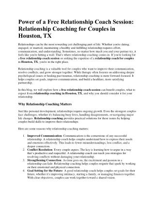 Power of a Free Relationship Coach Session