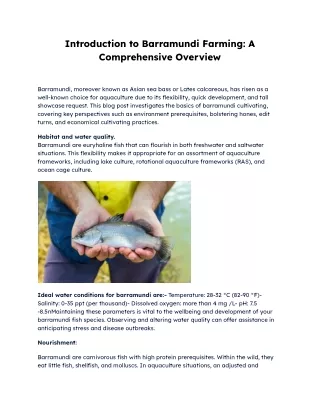 Introduction to Barramundi Farming_ A Comprehensive Overview