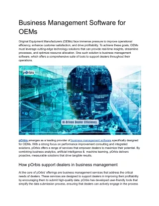 Business Management Software for OEMs