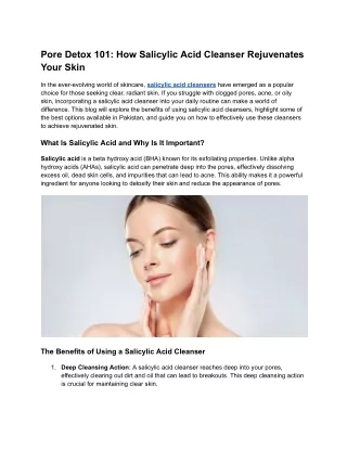How Salicylic Acid Cleanser Rejuvenates Your Skin