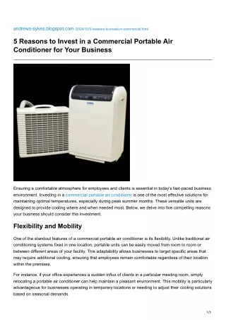 5 Reasons to Invest in a Commercial Portable Air Conditioner for Your Business