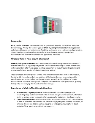 Walk-In Plant Growth Chambers: An Overview of Manufacturers