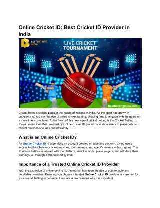 Online Cricket ID_ Best Cricket ID Provider in India