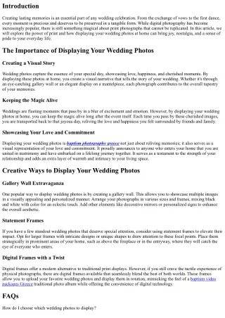 The Power of Print: Displaying Your Wedding Photos at Home