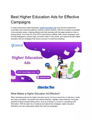 Best Higher Education Ads for Effective Campaigns