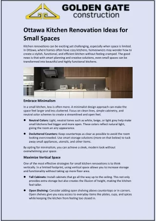 Ottawa Kitchen Renovation Ideas for Small Spaces