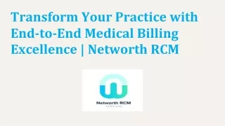 Transform Your Practice with End-to-End Medical Billing | Networth RCM