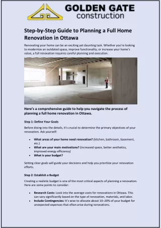 Step-by-Step Guide to Planning a Full Home Renovation in Ottawa