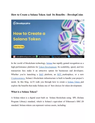 How to Create a Solana Token And  Its Benefits – DevelopCoins