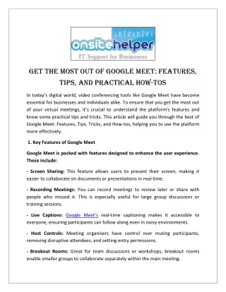 Get the Most Out of Google Meet Features Tips and Practical How Tos