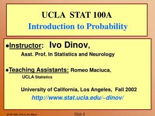 UCLA STAT 100A Introduction to Probability