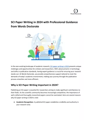 SCI Paper Writing in 2024 with Professional Guidance from Words Doctorate